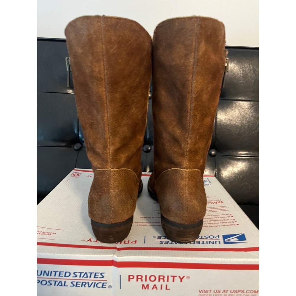 Born Womens Tobacco Brown Suede Mid Calf Side Zip Boots - Picture 4 of 8